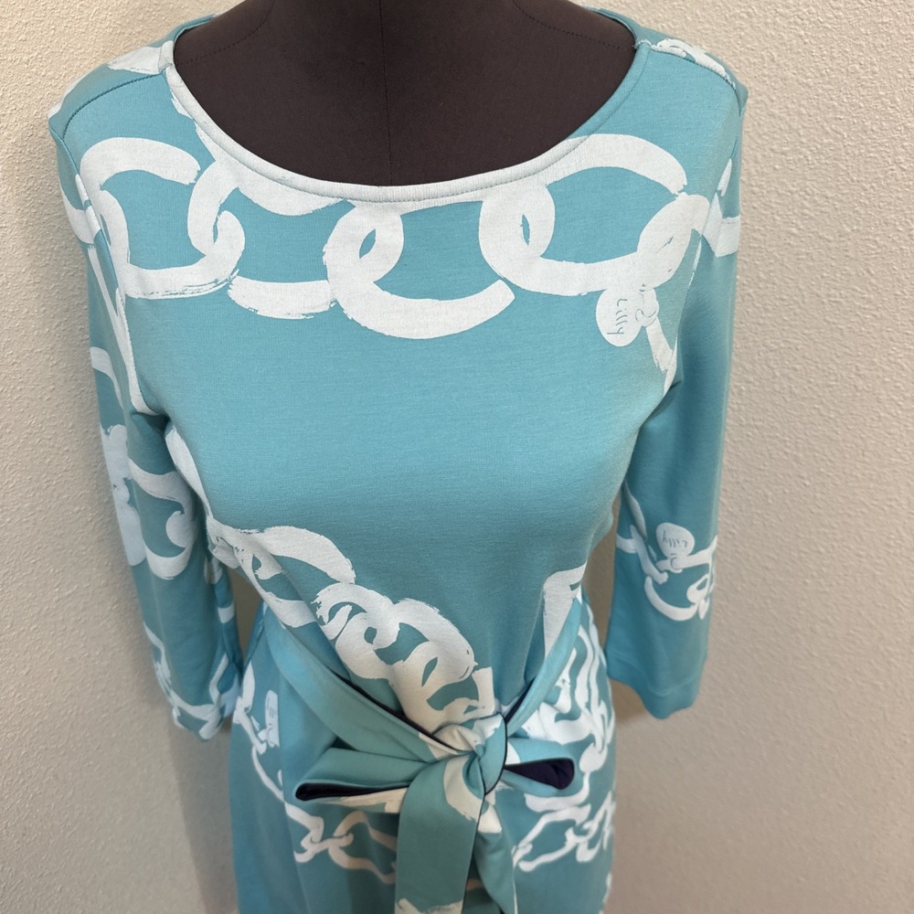 Lilly Pullitzer Jonah Posh Ponte KeyChain Print Belted Rayon Dress Small - Picture 3 of 11